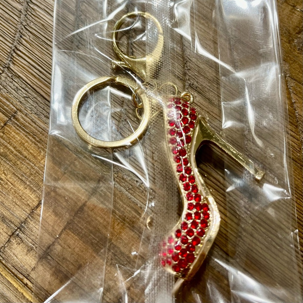 Red Rhinestone “high heel” Keychain / Bag Charm - Picture 3 of 4